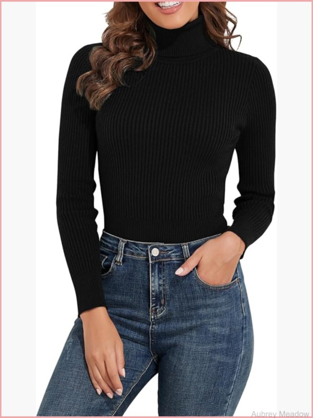 Women's Ribbed Turtleneck Long Sleeve Pullover Sweater